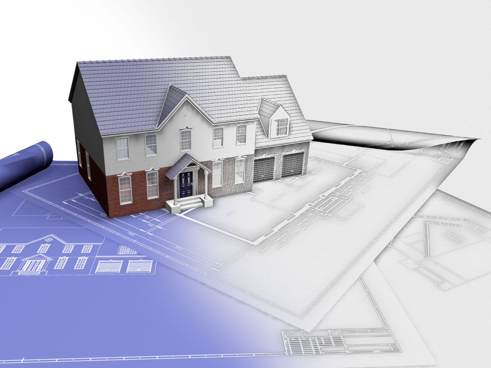 Blueprints with a house
